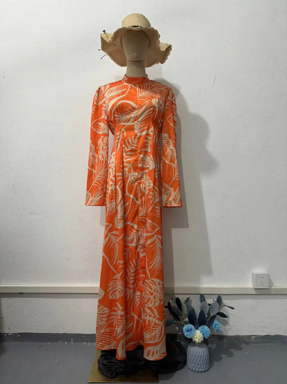 Lange Maxi Jurk met Mouw voor Vrouw Elegante Stijl