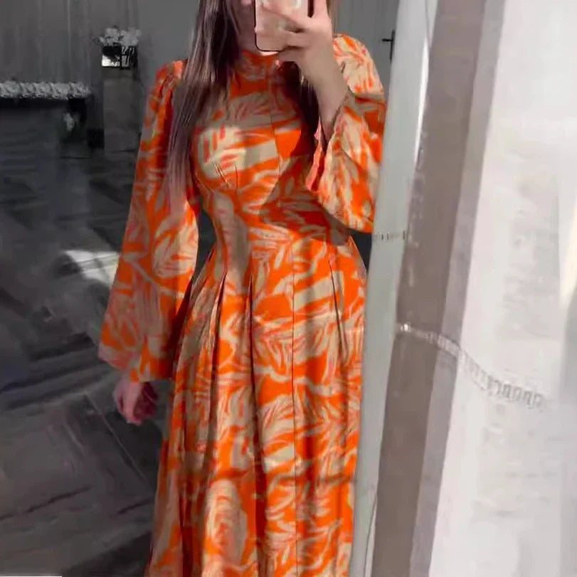 Lange Maxi Jurk met Mouw voor Vrouw Elegante Stijl