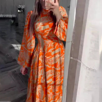 Lange Maxi Jurk met Mouw voor Vrouw Elegante Stijl