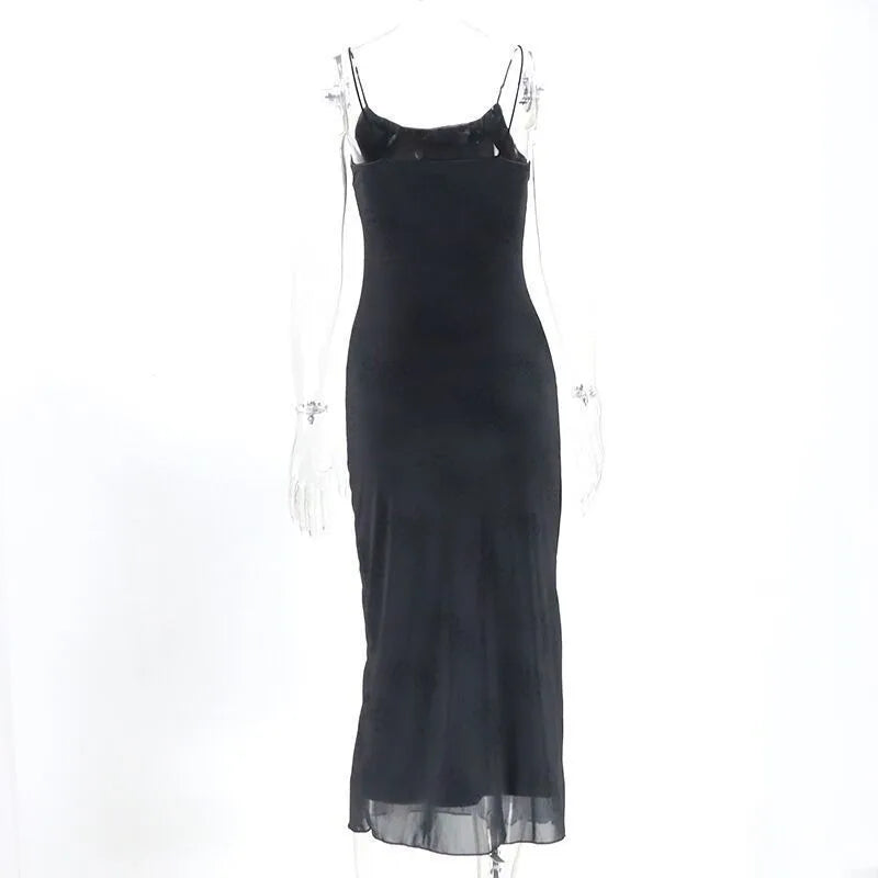 Zwarte Mesh Jurk Zomerjurk Backless Straaplus