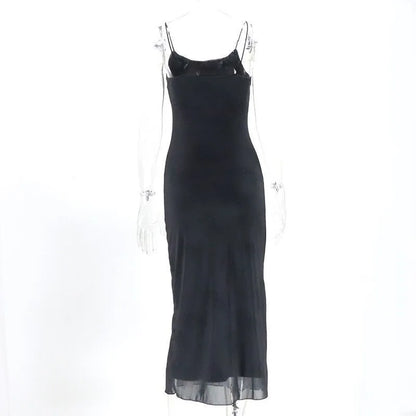 Zwarte Mesh Jurk Zomerjurk Backless Straaplus