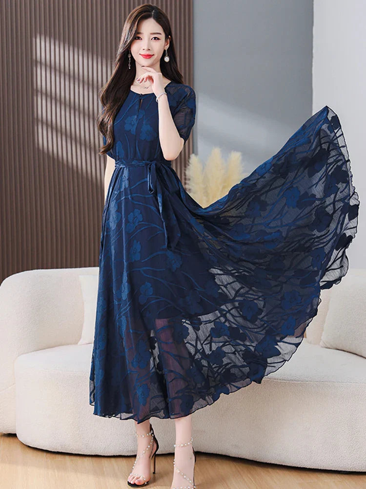 Maxi Jurk Chiffon Zomerjurk Vrouwelijk Lange Avondjurk