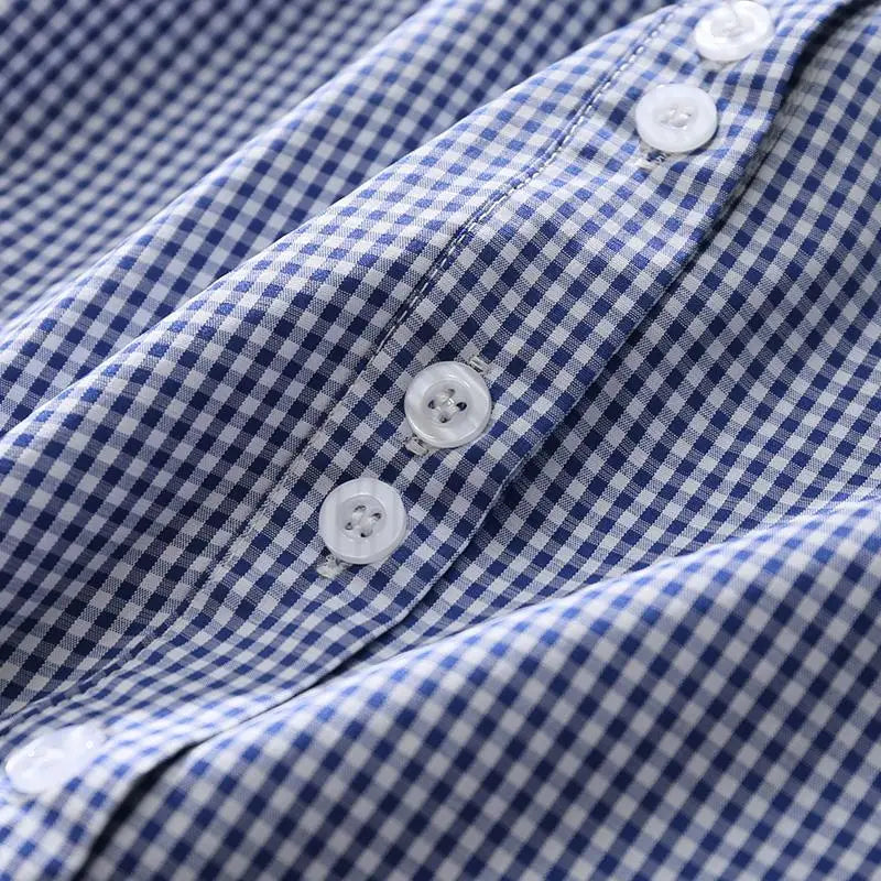 Blauw Geruit Vrouwen Shirt met Kanten Details