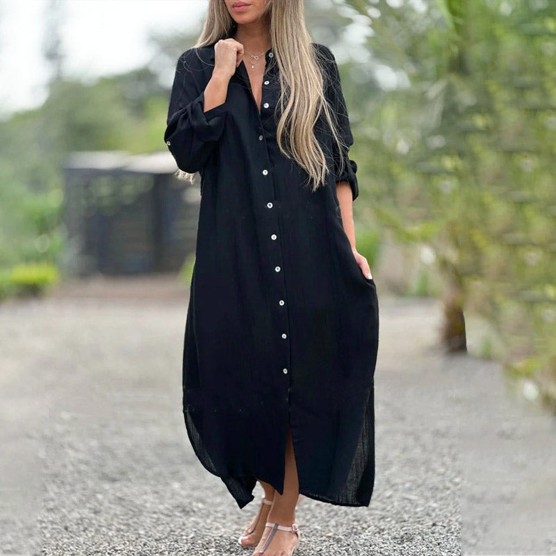 Vrouwelijke Zomerjurk Maxi Luchtig Split Model Jurk