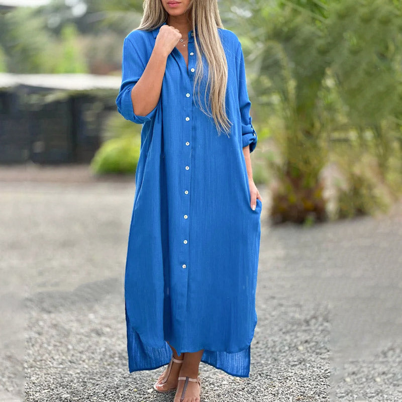 Vrouwelijke Zomerjurk Maxi Luchtig Split Model Jurk