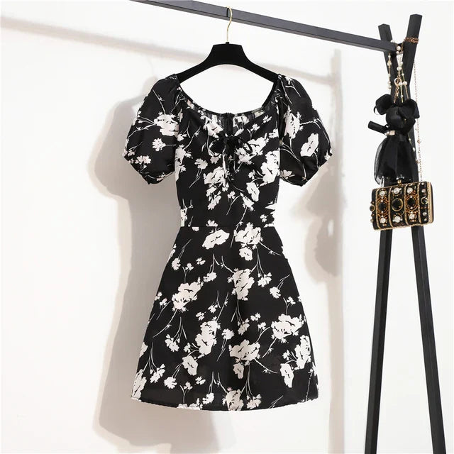Zomerjurk Bloemenprint Mini Chiffon Jurk