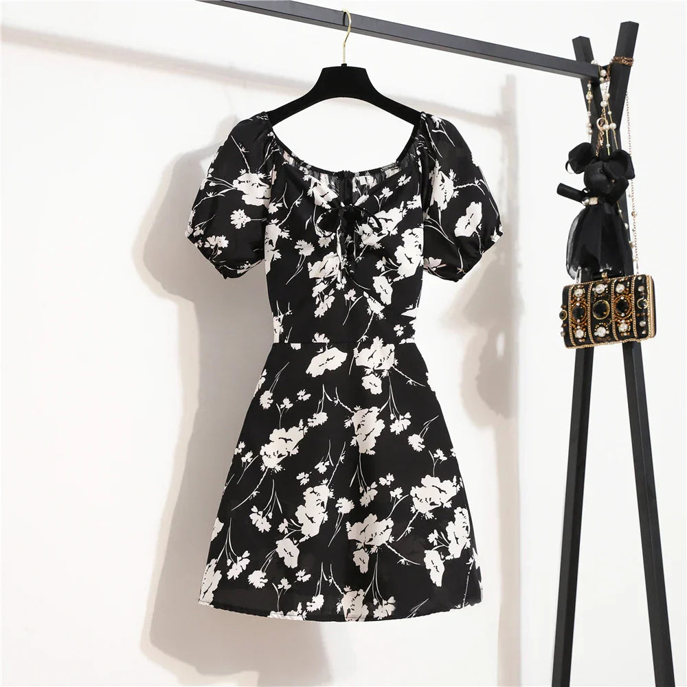 Zomerjurk Bloemenprint Mini Chiffon Jurk