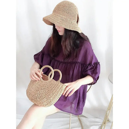 Vrouwelijke Zomerblouse Koreaanse Stijl Elegante Korte Mouw