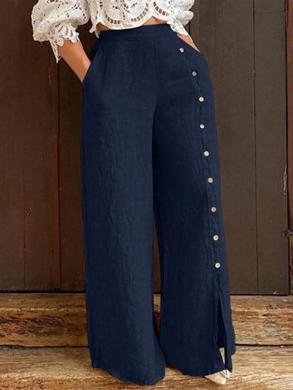 Dames Broek Elastische Taille Wijde Pijpen Comfortabel