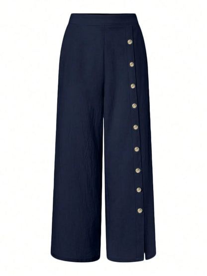 Dames Broek Elastische Taille Wijde Pijpen Comfortabel