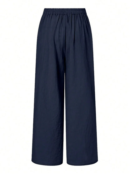 Dames Broek Elastische Taille Wijde Pijpen Comfortabel