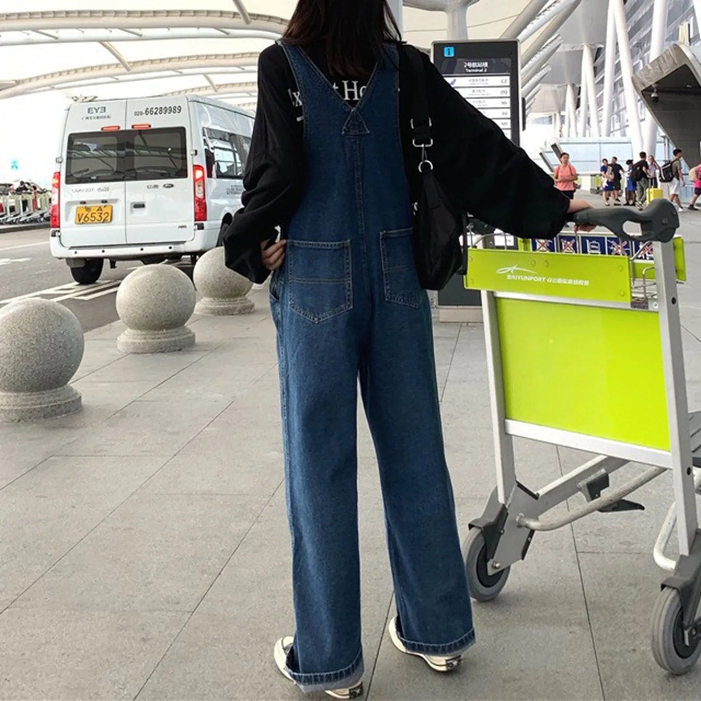 Vrouwelijke Jumpsuit Denim Blauw Trendy Model