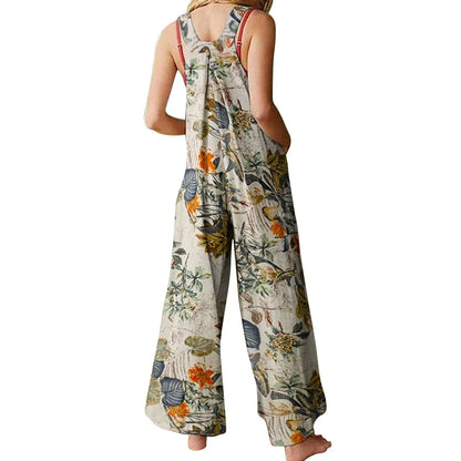 Jumpsuit voor Dames Zomerse Bladprint Luchtig en Comfortabel