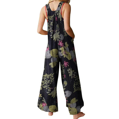 Jumpsuit voor Dames Zomerse Bladprint Luchtig en Comfortabel