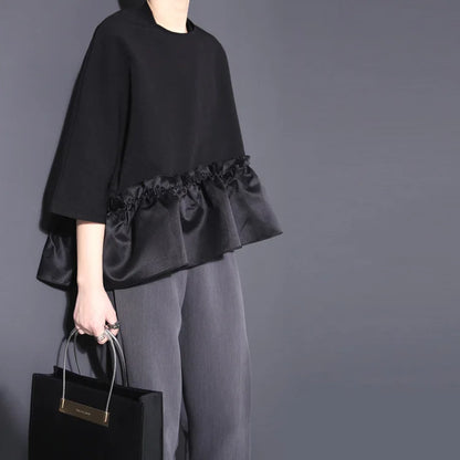 Vrouwelijke Ruffle Blouse Asymmetrische Halslijn Zomerse Stijl