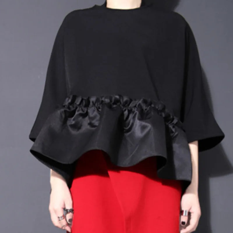 Vrouwelijke Ruffle Blouse Asymmetrische Halslijn Zomerse Stijl