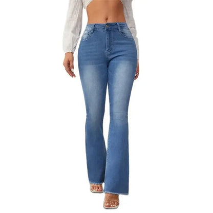 Slim Fit Jeans met Kwast Details Donkerblauw Denim - StudioMarella