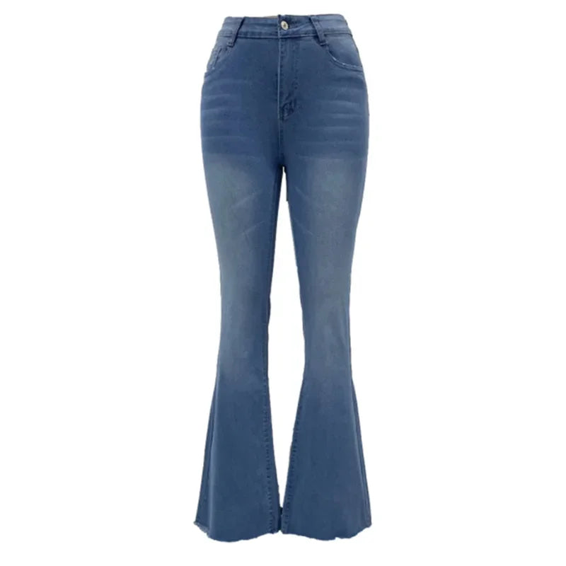 Slim Fit Jeans met Kwast Details Donkerblauw Denim