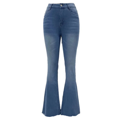 Slim Fit Jeans met Kwast Details Donkerblauw Denim