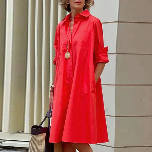 Vrouwen Overhemdjurk Katoen Comfortabel Casual Stijl - StudioMarella