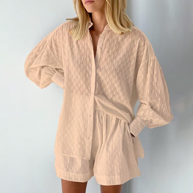 Vrouwelijke Pyjama Set Zomerse Losse Hemd en Broek