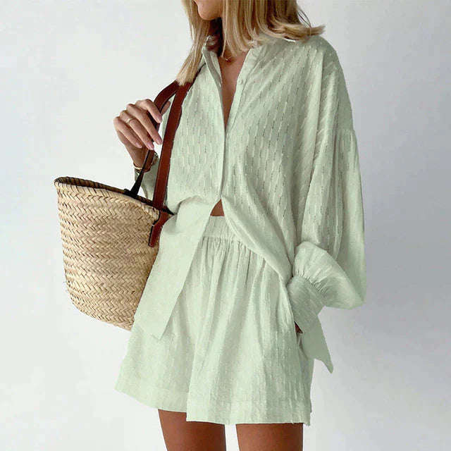 Vrouwelijke Pyjama Set Zomerse Losse Hemd en Broek