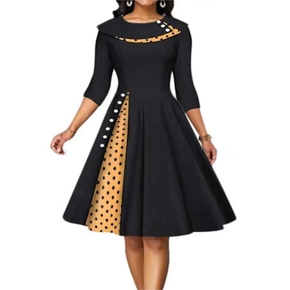 Vrouwelijke Lange Mouw Jurk met Polka Dots voor Cocktail Party