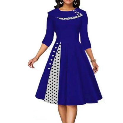 Vrouwelijke Lange Mouw Jurk met Polka Dots voor Cocktail Party