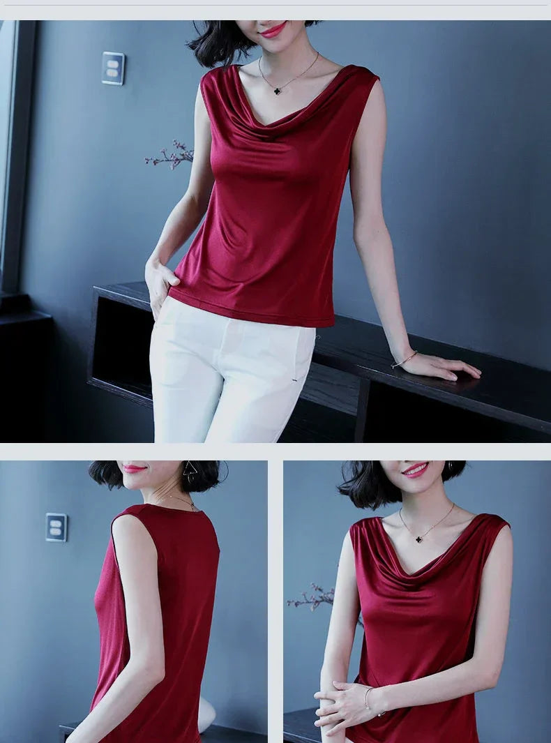 Vrouwelijke Viscose T-shirt met V-hals Comfortabel