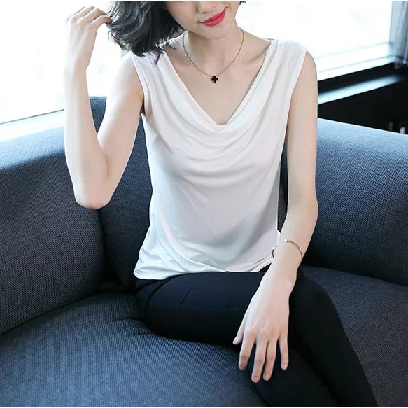 Vrouwelijke Viscose T-shirt met V-hals Comfortabel