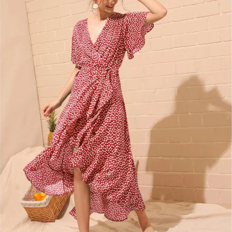 Zomerjurk Vrouw Chiffon Luchtige Zomerjurk Boho Stijl