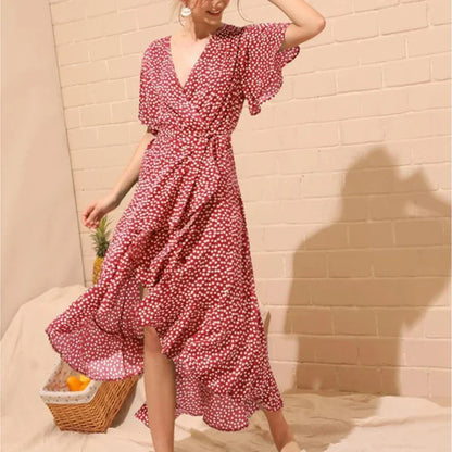 Zomerjurk Vrouw Chiffon Luchtige Zomerjurk Boho Stijl