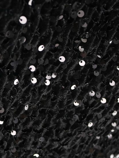Zwarte Feestjurk met Glitter Sequins voor Vrouw