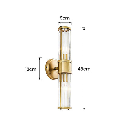 Gouden Wandlamp met Glazen Kap Ø9cm – Luxe Badkamerverlichting Klassiek Design voor Spiegel Hal Ganglamp IP44 E27 Fitting Modern & Tijdloos