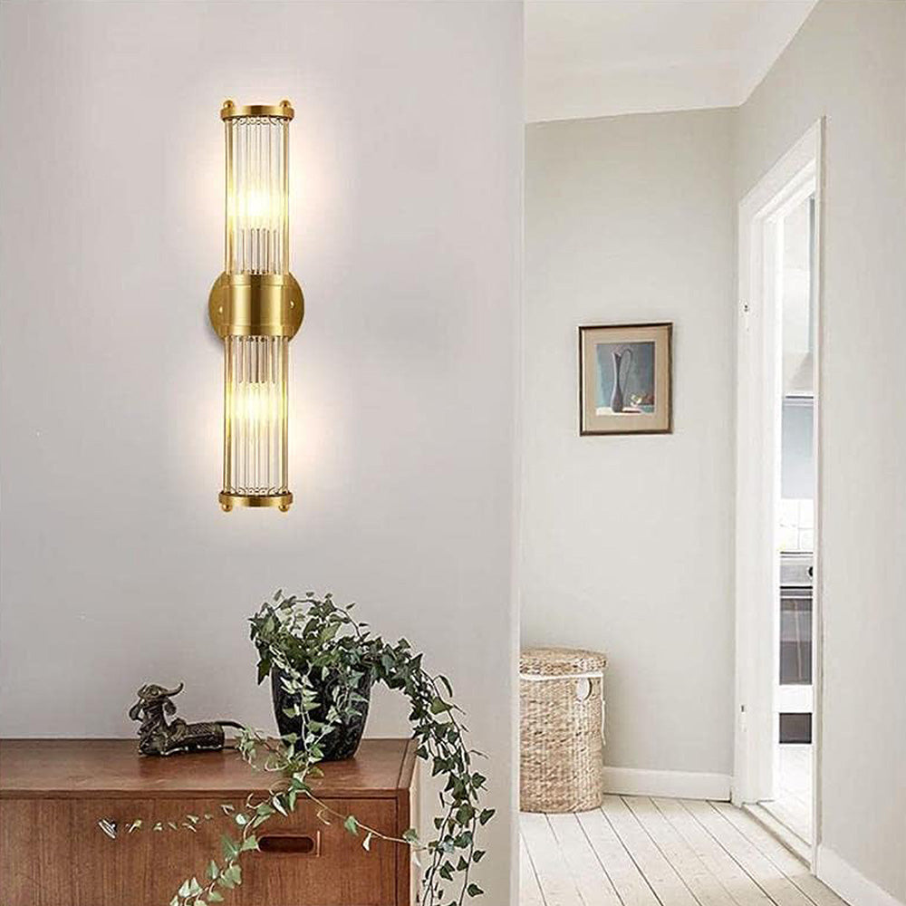 Gouden Wandlamp met Glazen Kap Ø9cm – Luxe Badkamerverlichting Klassiek Design voor Spiegel Hal Ganglamp IP44 E27 Fitting Modern & Tijdloos