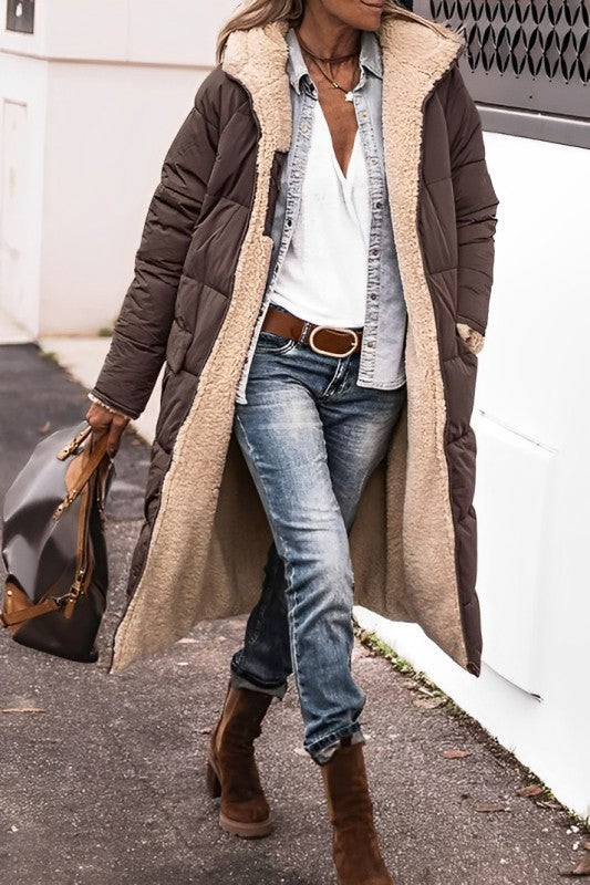 Dames Winterjas Lange Teddyjas Warm en Stylish