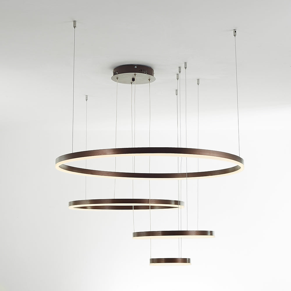 Hanglamp Ring Led Rond Metaal Zwart Goud Koffie Dimbaar Woonkamer Slaapkamer Eetkamer