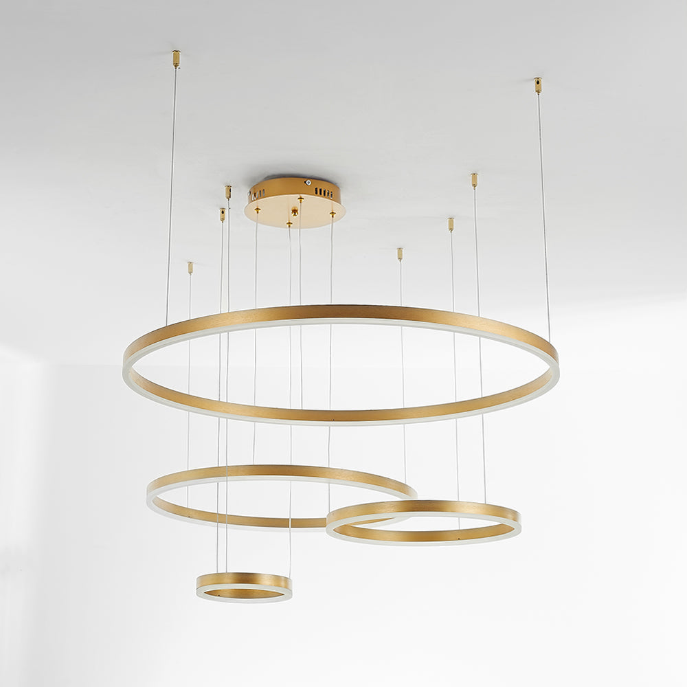 Hanglamp Ring LED Goud Zwart Metaal Acryl Dimbaar Woonkamer Eetkamer Slaapkamer