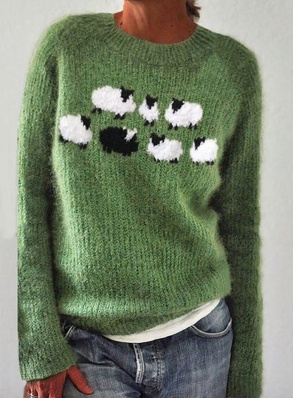 Dames Trui Lange Mouwen Groen Leuke Print