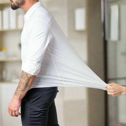 Mannen Overhemd Slim Fit Stretch Stof Hoge Kwaliteit