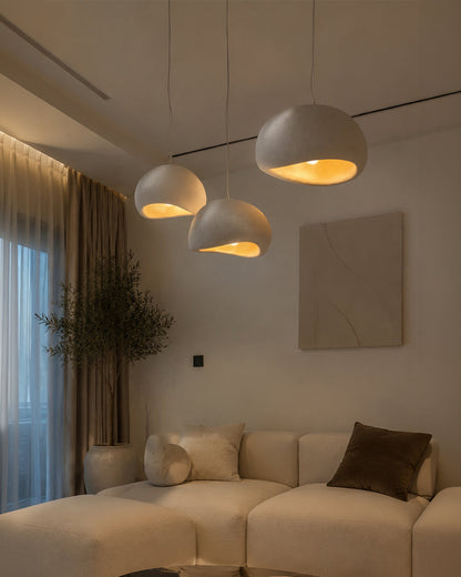 Wabi Sabi Polymeeren Hanglamp – Organische Textuur Scandinavische Lichtdesign voor Woonkamer Eetkamer
