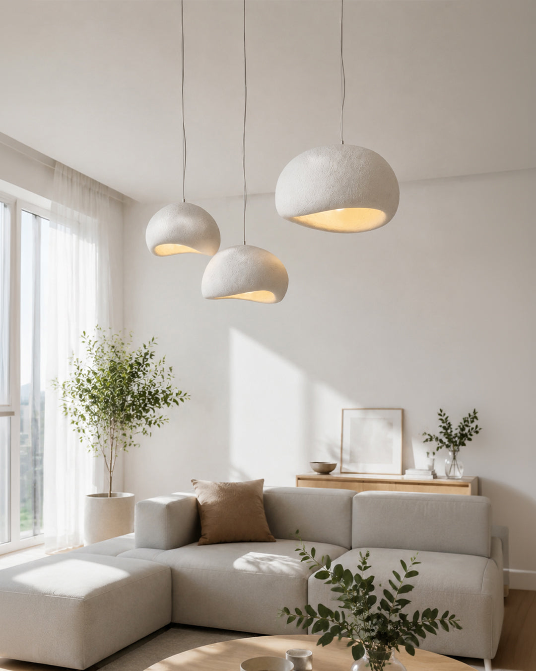 Wabi Sabi Polymeeren Hanglamp – Organische Textuur Scandinavische Lichtdesign voor Woonkamer Eetkamer