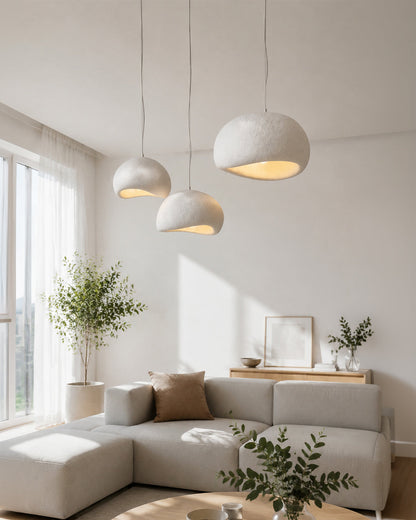 Wabi Sabi Polymeeren Hanglamp – Organische Textuur Scandinavische Lichtdesign voor Woonkamer Eetkamer