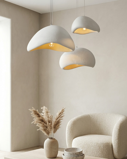 Wabi Sabi Polymeeren Hanglamp – Organische Textuur Scandinavische Lichtdesign voor Woonkamer Eetkamer