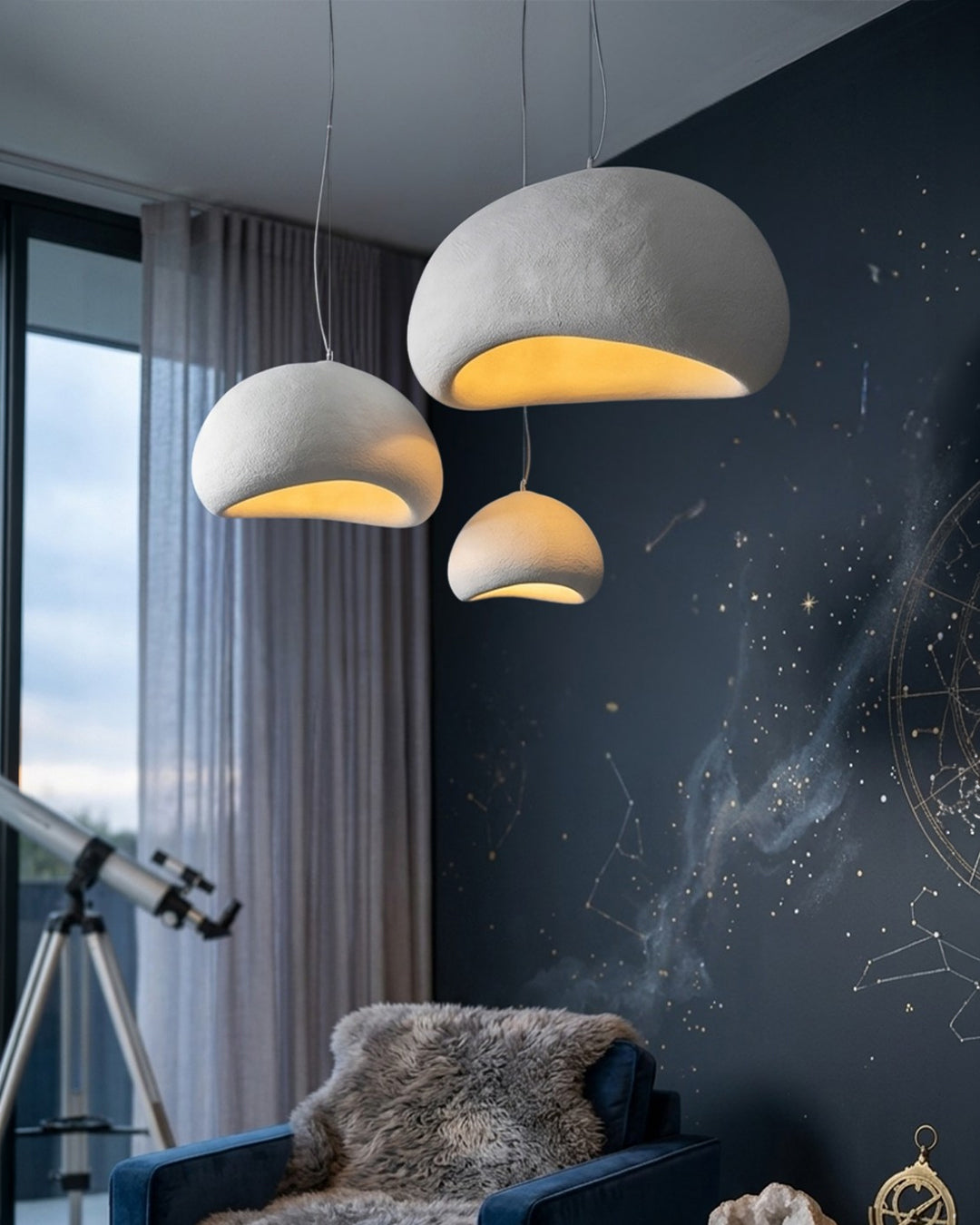 Wabi Sabi Polymeeren Hanglamp – Organische Textuur Scandinavische Lichtdesign voor Woonkamer Eetkamer