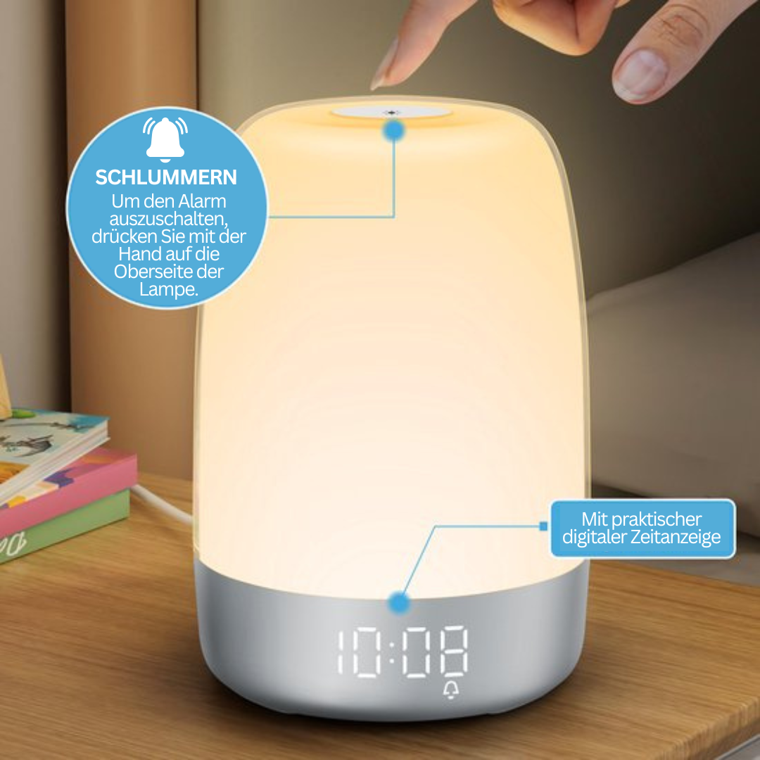 Wake-up Light met Natuurgeluiden en Zonsopgang-simulatie – Oplaadbaar USB-C Nachtlampje met Dimbaar Warm Licht