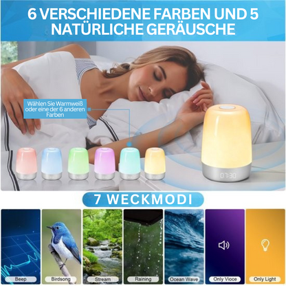 Wake-up Light met Natuurgeluiden en Zonsopgang-simulatie – Oplaadbaar USB-C Nachtlampje met Dimbaar Warm Licht