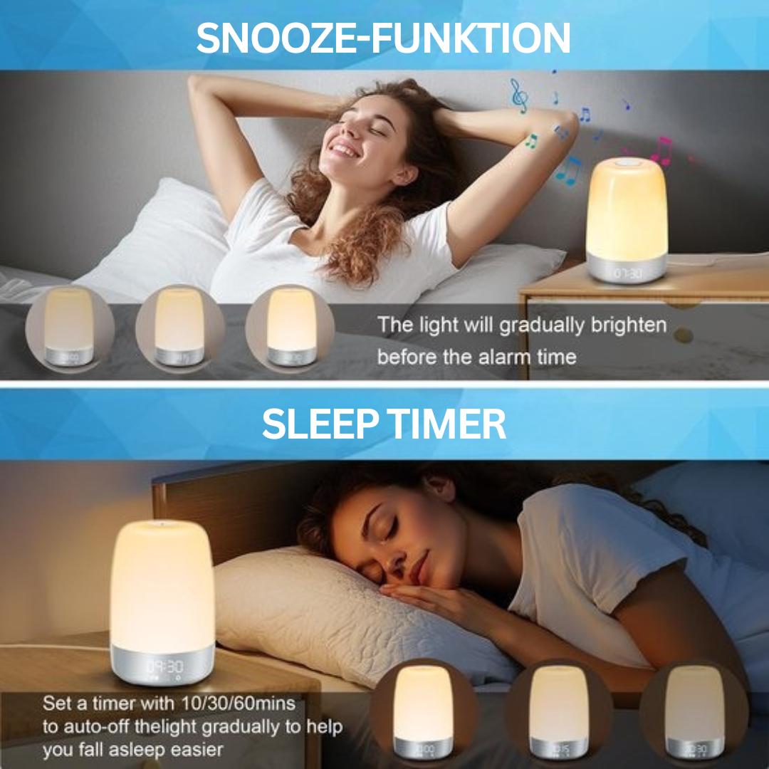 Wake-up Light met Natuurgeluiden en Zonsopgang-simulatie – Oplaadbaar USB-C Nachtlampje met Dimbaar Warm Licht