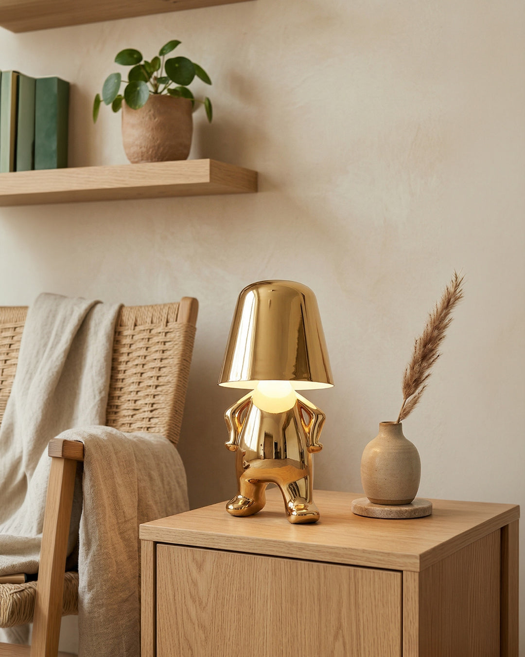 Metalen Tafellamp Sculptuur Figuur Sfeerlicht Touch Dimbaar LED Nachtlampje Goud Zilver Modern Design Decoratief