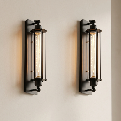 Vintage Wandlamp LED Metaal Gietijzer Zwart Zilver Brons 47x10cm